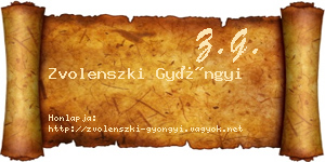 Zvolenszki Gyöngyi névjegykártya